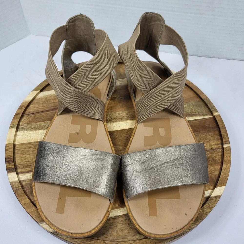 Sorel Ella II Metallic Sage Green Stretch Strap Sandals‎ NL4053-240 Womens 9.5